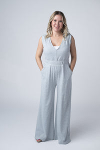 Kenzie Striped Jumpsuit in Grey
