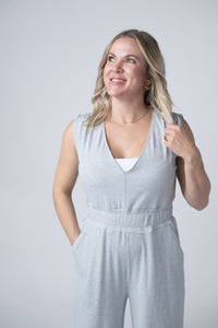 Kenzie Striped Jumpsuit in Grey