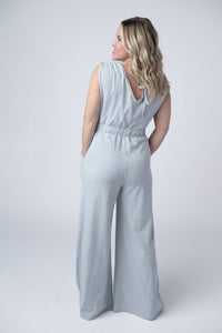 Kenzie Striped Jumpsuit in Grey