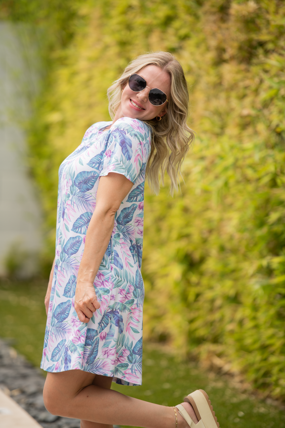 Alicia Dress in Tropical Leaf