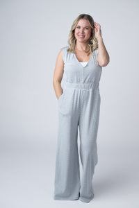 Kenzie Striped Jumpsuit in Grey