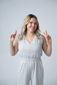 Kenzie Striped Jumpsuit in Grey