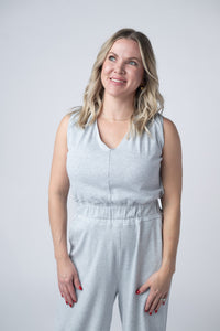 Kenzie Striped Jumpsuit in Grey