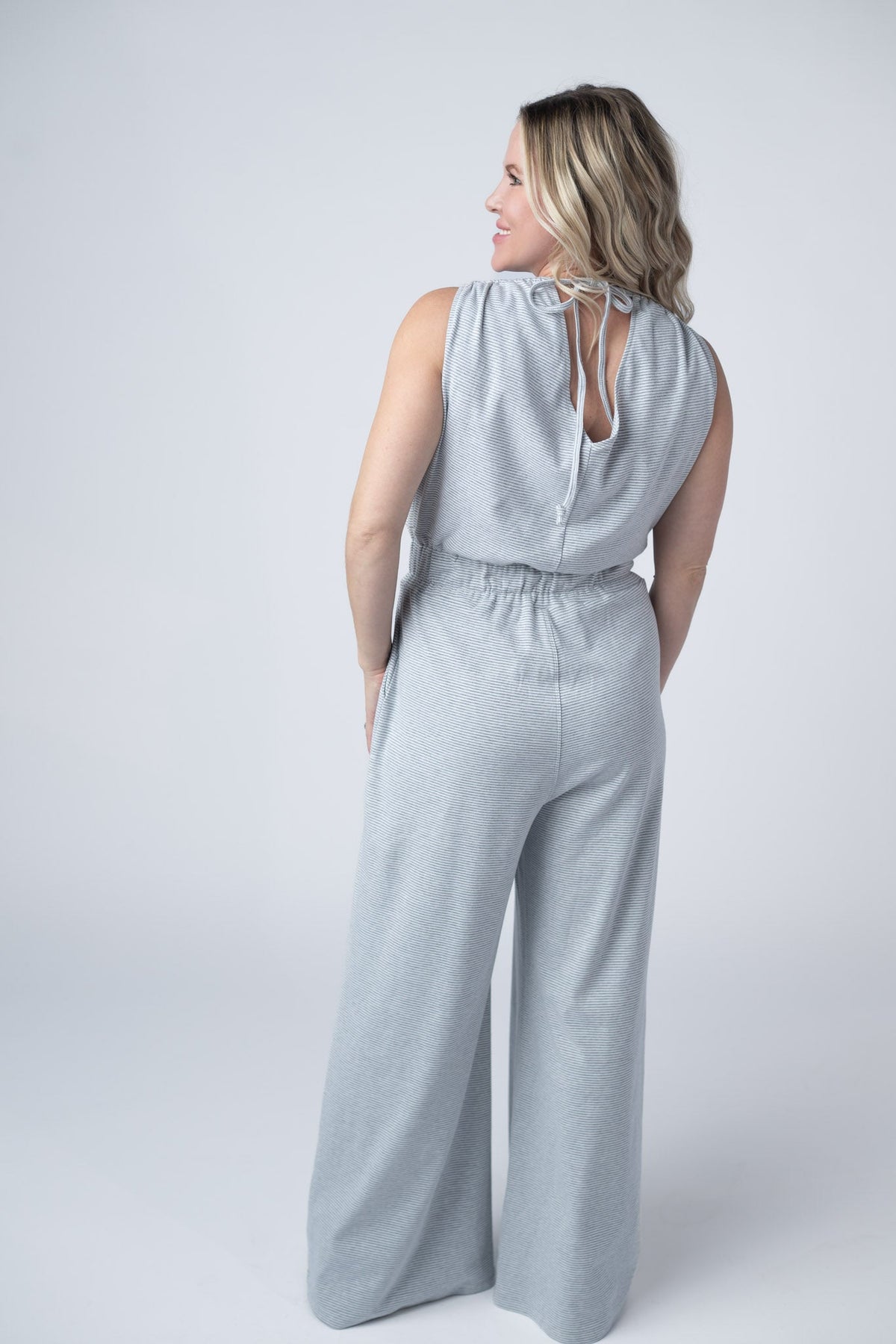 Kenzie Striped Jumpsuit in Grey