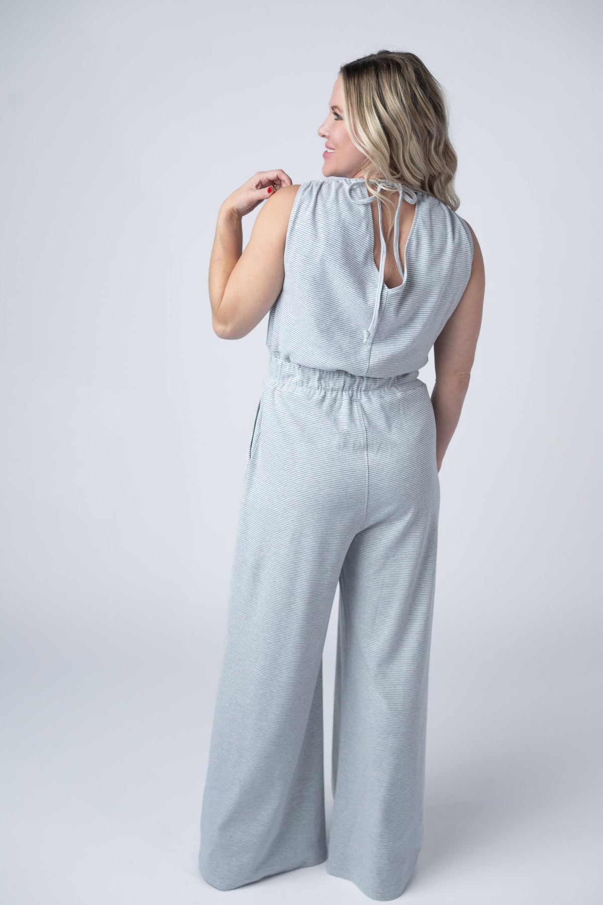 Kenzie Striped Jumpsuit in Grey