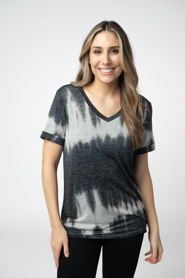 Sophie Top in Ombre Micro Stripes Midnight and White