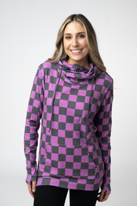 Ashley Hoodie in Black and Purple Checkers