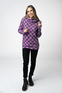 Ashley Hoodie in Black and Purple Checkers