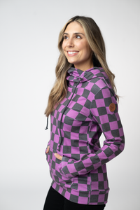 Ashley Hoodie in Black and Purple Checkers