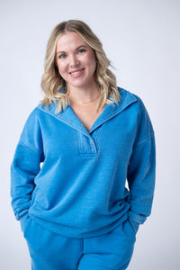 Jesse Vintage Wash Snap Pullover in Winter Blue