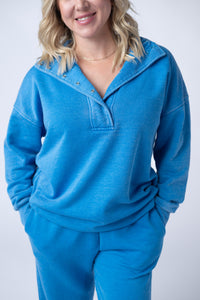 Jesse Vintage Wash Snap Pullover in Winter Blue