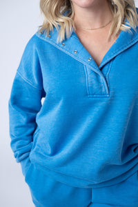 Jesse Vintage Wash Snap Pullover in Winter Blue