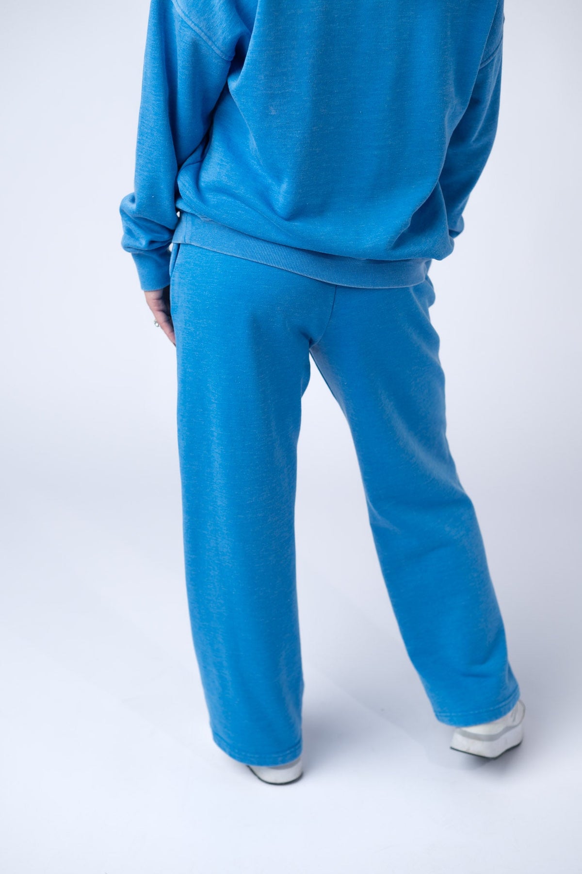 Wide Leg Vintage Wash Bottoms in Winter Blue