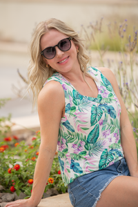 Noelle Tank in Tropical Leaf