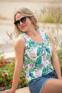 Noelle Tank in Tropical Leaf