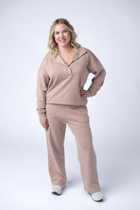 Jesse Vintage Wash Snap Pullover in Tan