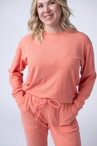 Corrine Ribbed Pullover Top in Coral