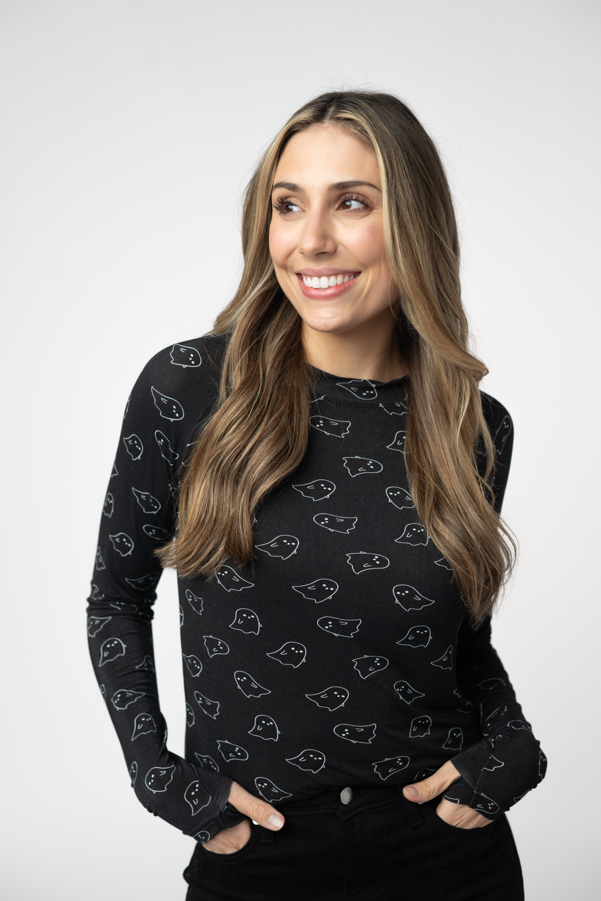 Blair Long Sleeve Top in Midnight Ghosts
