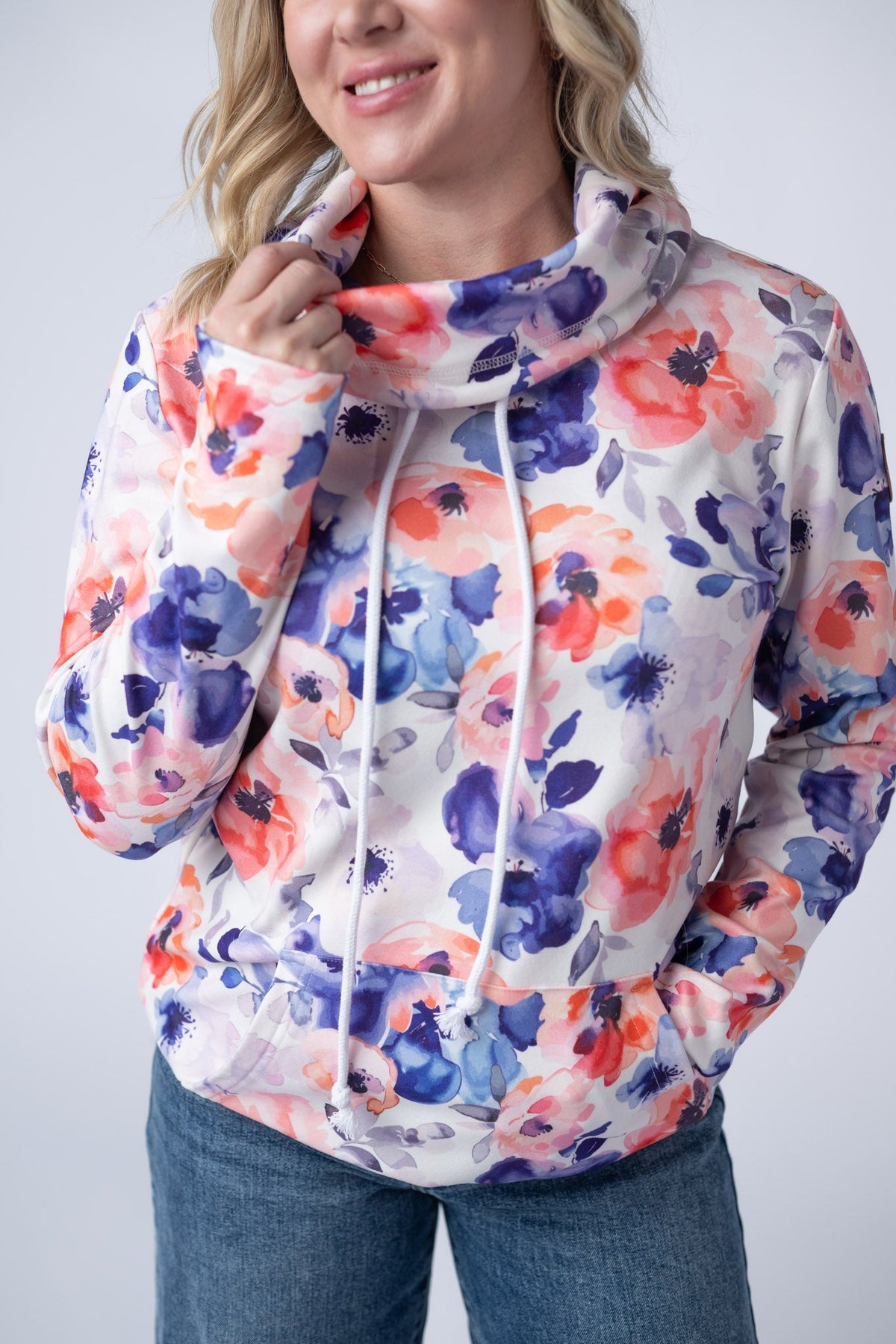 Soft Funnel Neck in Sunset Watercolor Floral