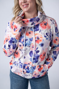 Soft Funnel Neck in Sunset Watercolor Floral
