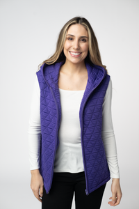 Heather Geometric Hooded Vest in Purple