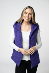 Heather Geometric Hooded Vest in Purple
