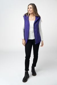 Heather Geometric Hooded Vest in Purple