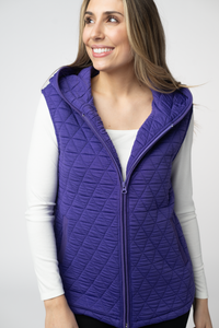Heather Geometric Hooded Vest in Purple