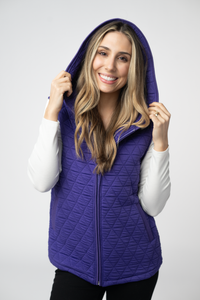 Heather Geometric Hooded Vest in Purple