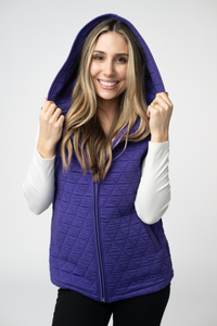 Heather Geometric Hooded Vest in Purple