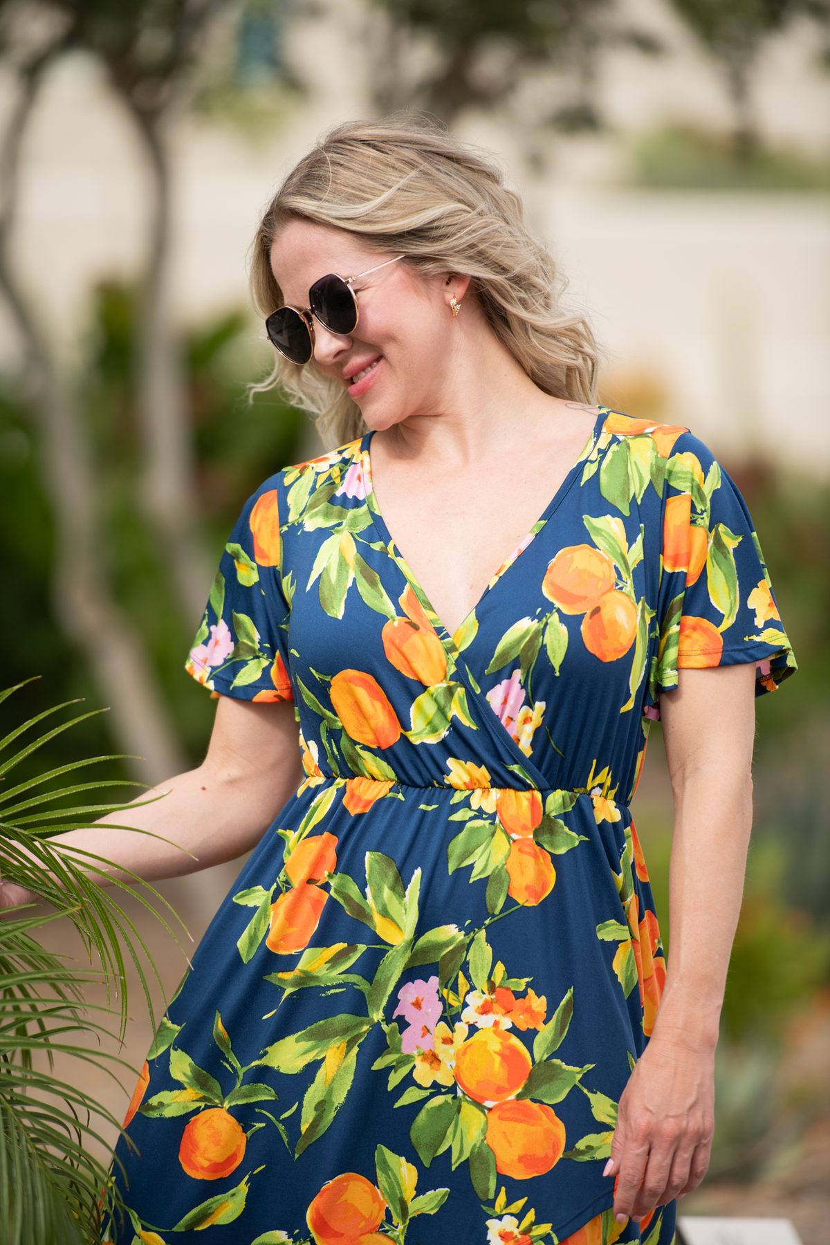 Harley High-Low Dress in Navy Citrus