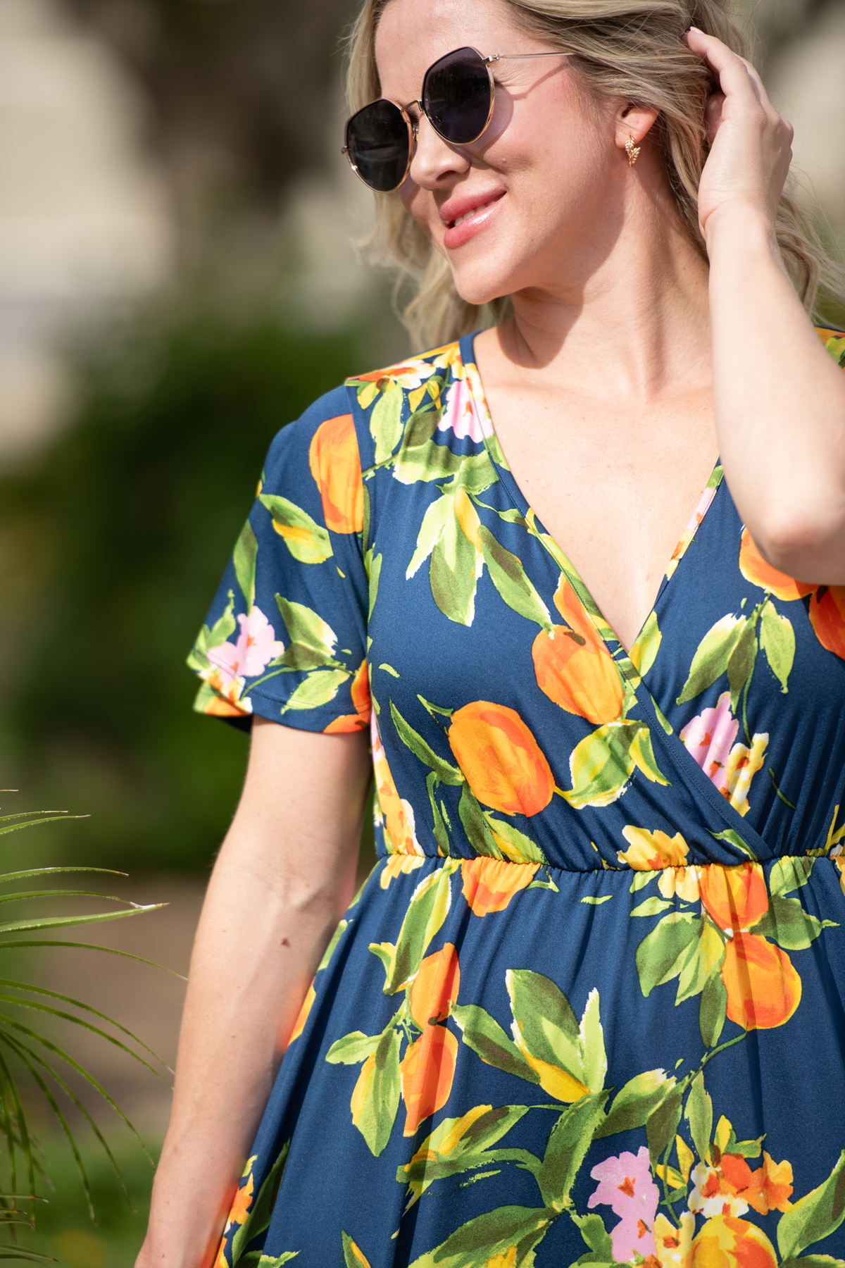 Harley High-Low Dress in Navy Citrus