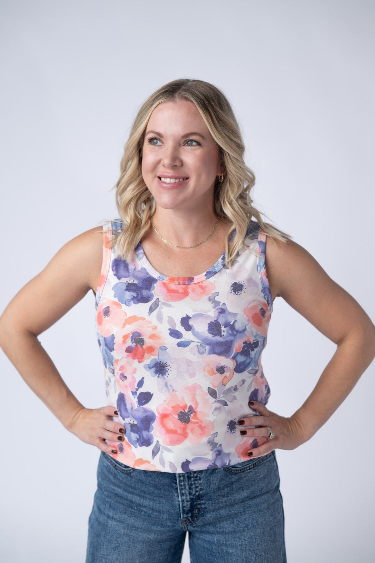 Ava Tank in Sunset Watercolor Floral
