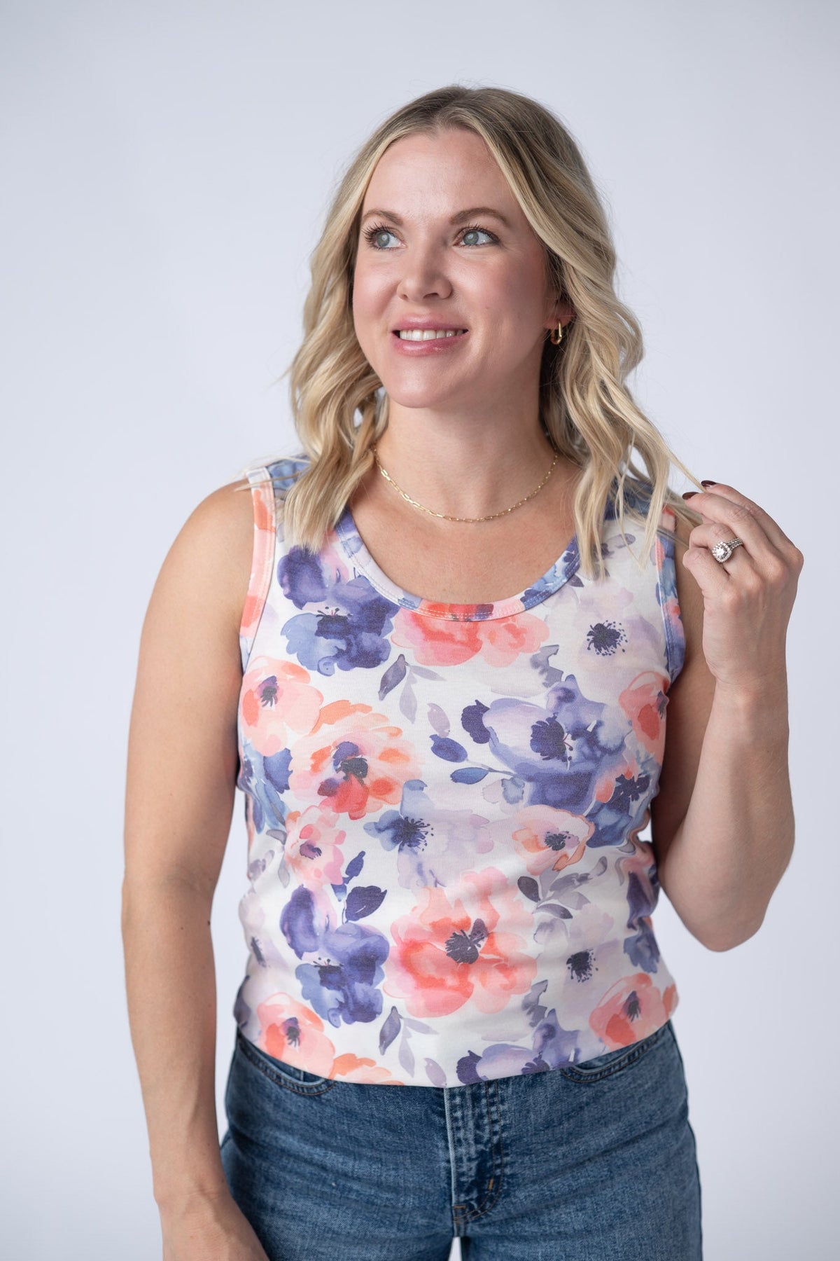 Ava Tank in Sunset Watercolor Floral