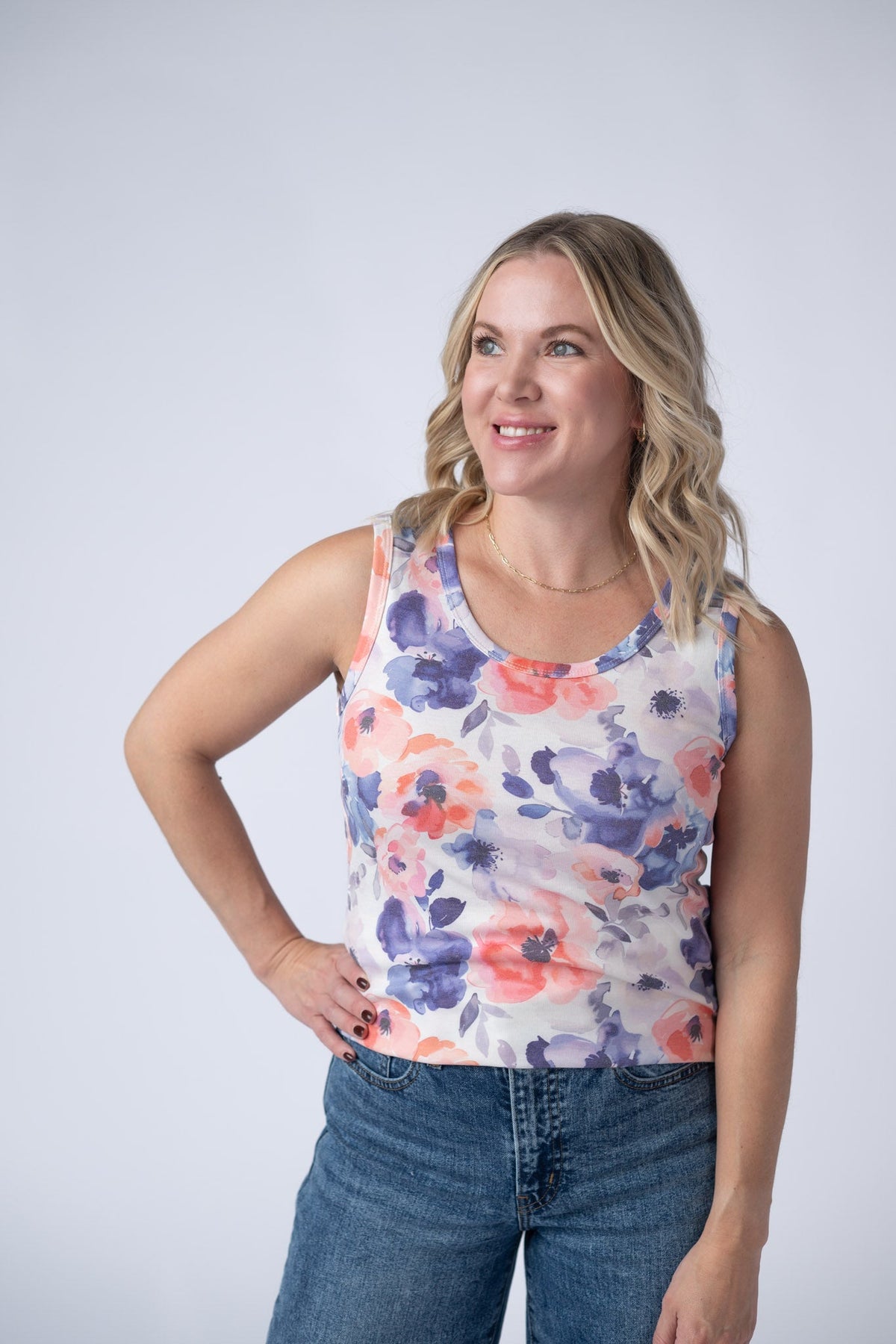 Ava Tank in Sunset Watercolor Floral