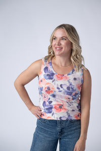 Ava Tank in Sunset Watercolor Floral