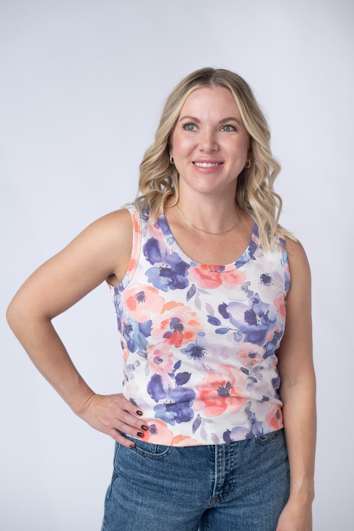 Ava Tank in Sunset Watercolor Floral