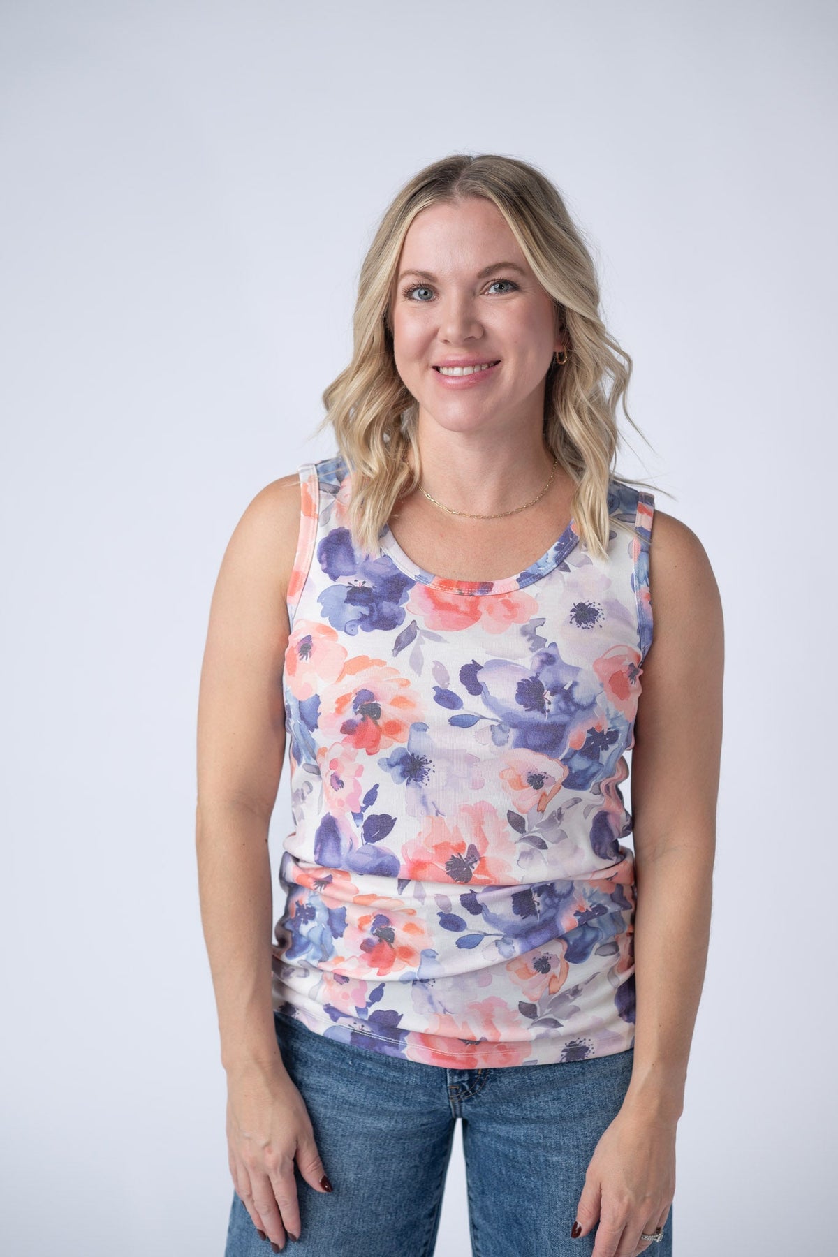 Ava Tank in Sunset Watercolor Floral