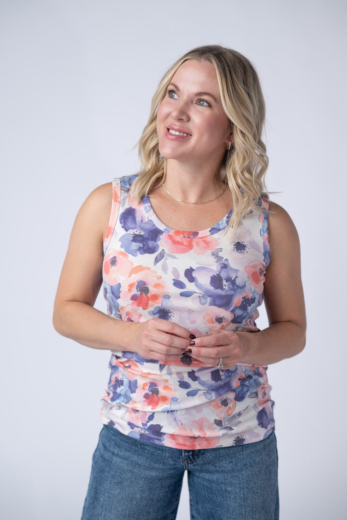 Ava Tank in Sunset Watercolor Floral