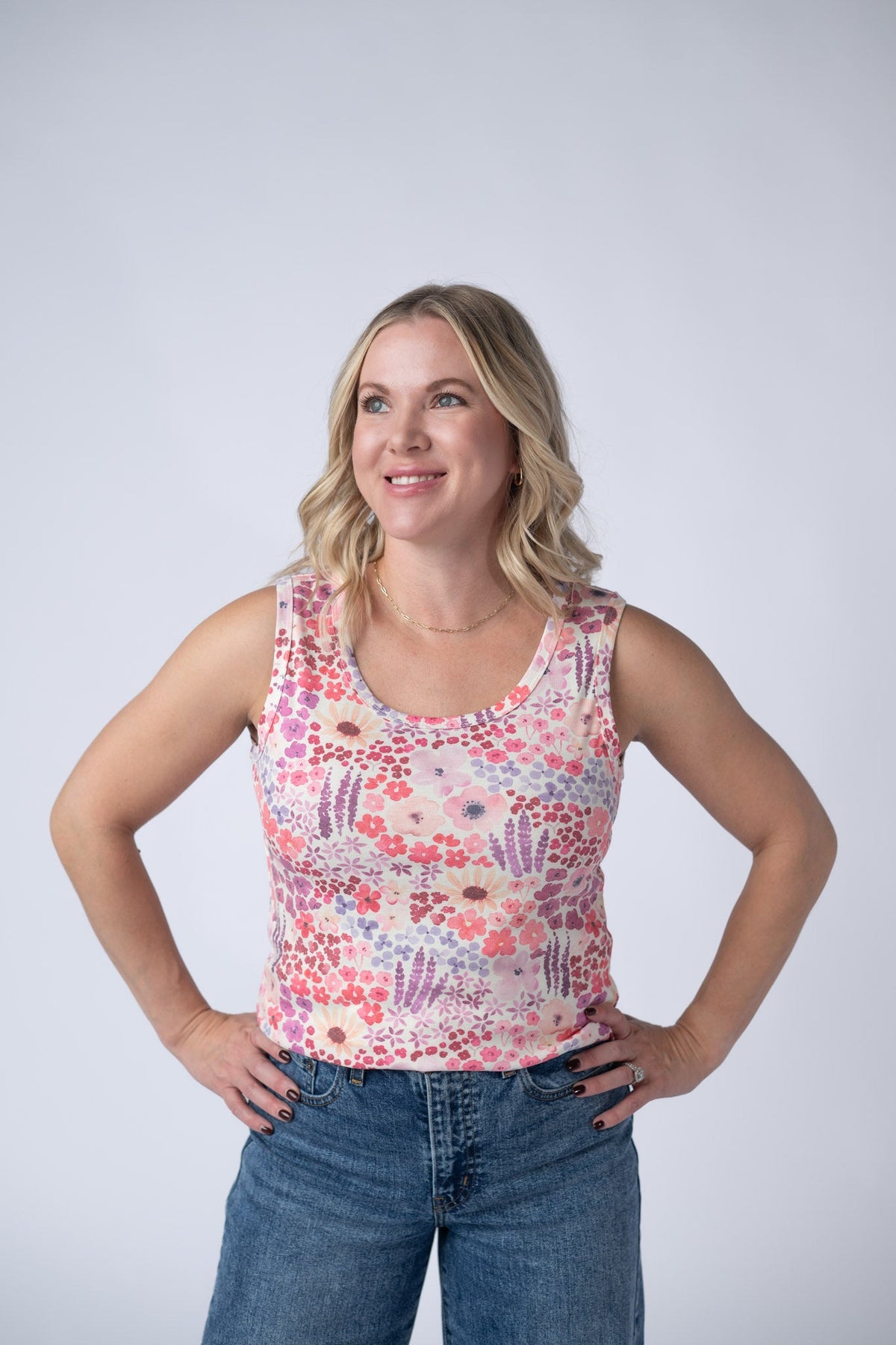 Ava Tank in Coral Sunset Floral