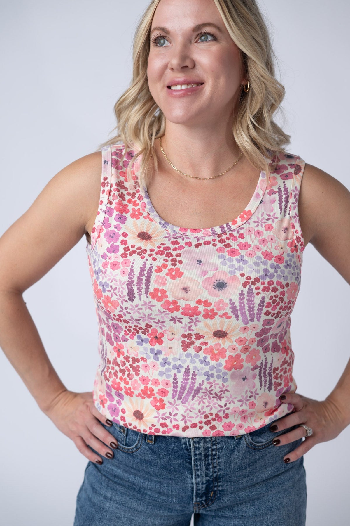 Ava Tank in Coral Sunset Floral