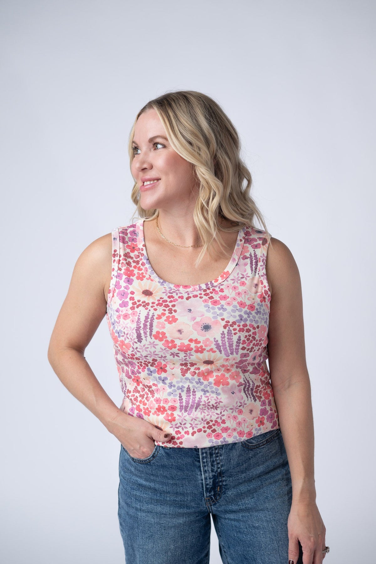 Ava Tank in Coral Sunset Floral