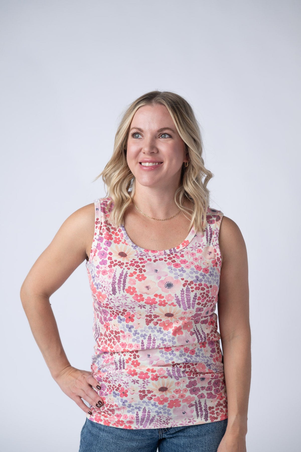 Ava Tank in Coral Sunset Floral