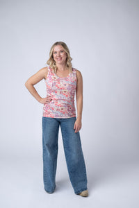 Ava Tank in Coral Sunset Floral