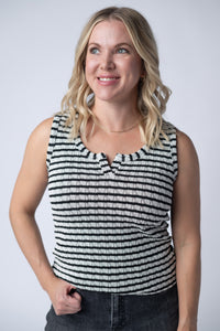 Stella Striped Tank in Black