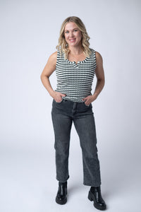 Stella Striped Tank in Black