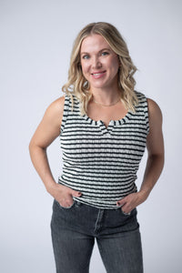 Stella Striped Tank in Black