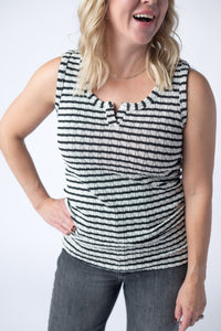 Stella Striped Tank in Black
