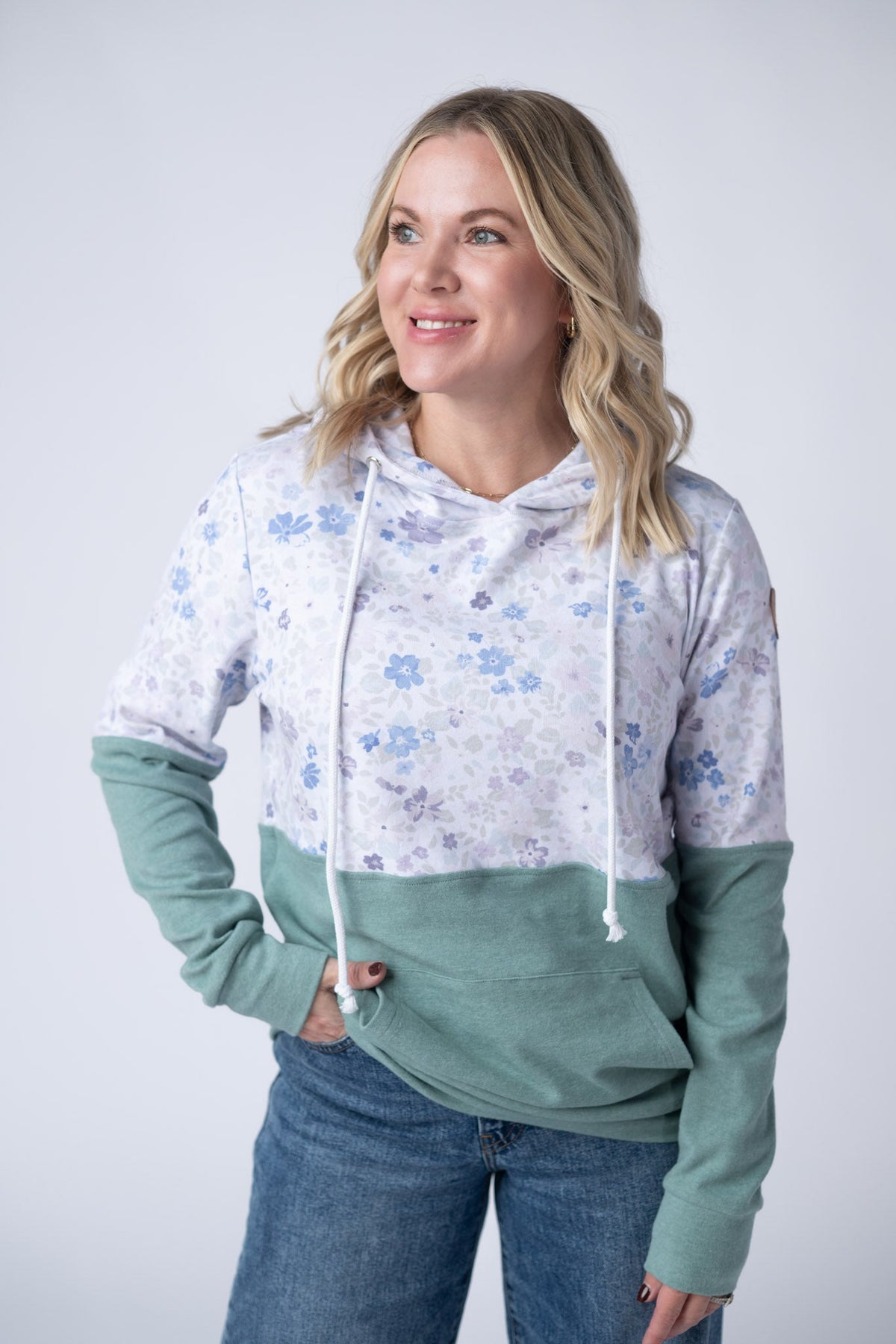 Hailey Pullover Hoodie in Spring Meadows and Sage