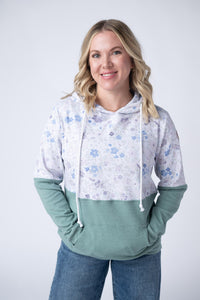 Hailey Pullover Hoodie in Spring Meadows and Sage